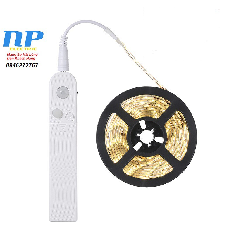 ĐÈN LED DÂY DÁN 2835 CẢM ỨNG CHUYỂN ĐỘNG 5V SỬ DỤNG PIN - DÀI 2 MÉT