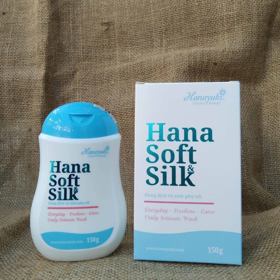 Dung dịch vệ sinh phụ nữ se khít Hana Soft &amp; Silk, nước rửa phụ khoa vùng kín Hanayuki 150ml - SUN STORE