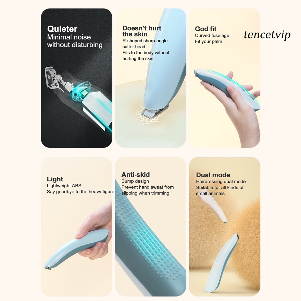 Tông Đơ Tỉa Lông Cho Thú Cưng Thiết Kế Xoay 360 Độ Sạc USB Tiện Dụng