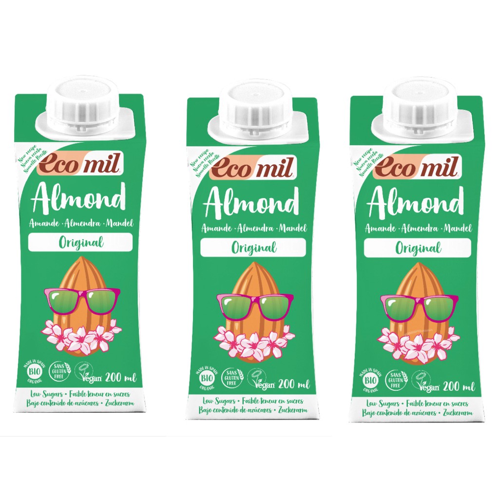 [Lốc 3 Hộp] Sữa Hạt Hạnh Nhân Nguyên Chất Hữu Cơ Ecomil (200ml) - Organic Almond Milk Original (200ml)