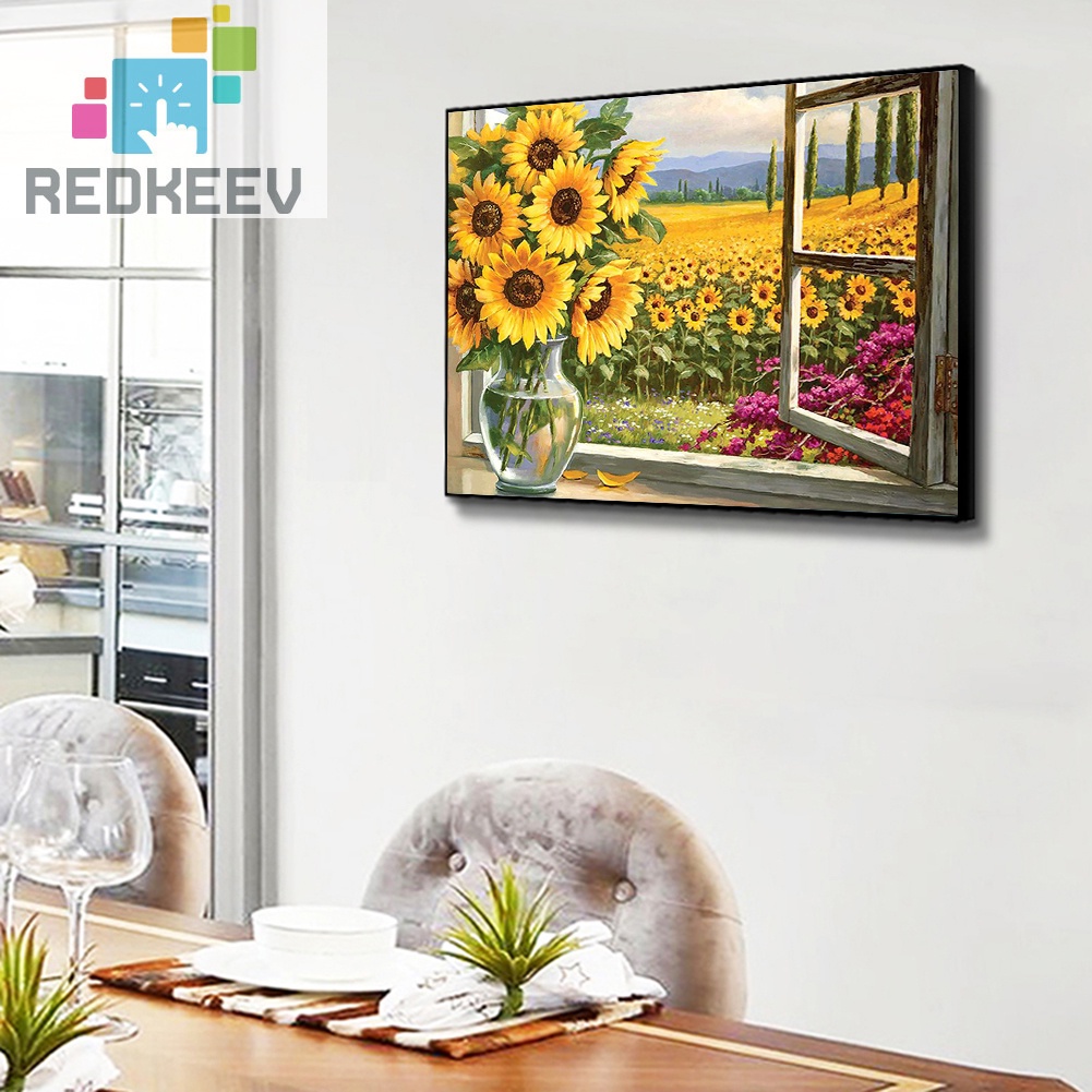 Tranh thêu chữ thập hình hoa hướng dương độc đáo 11CT