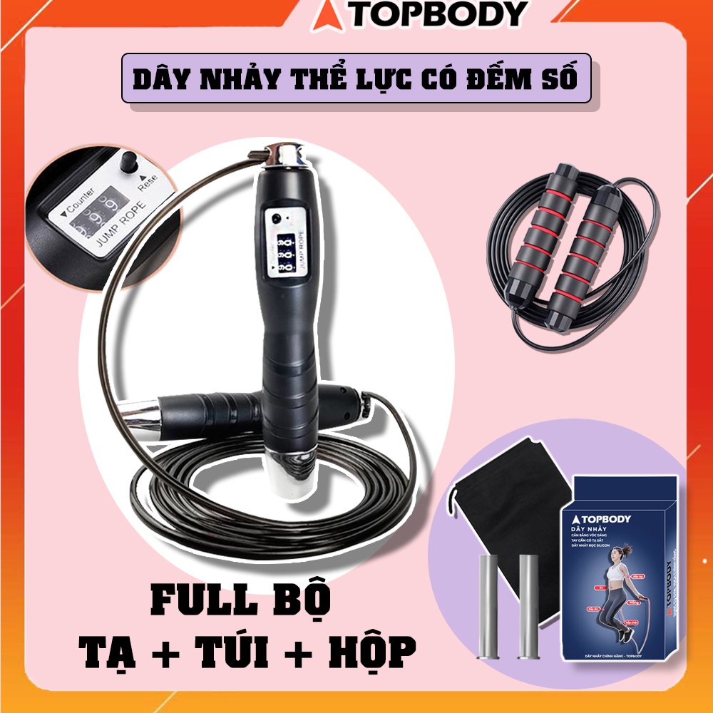 Dây nhảy thể lực đàn hồi 2.9m  chính hãng TopBody, hỗ trợ luyện tập thể dục, thể thao tiện lợi tại nhà