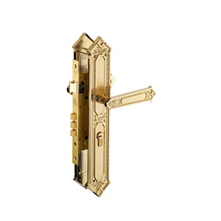 Khoá tay nắm đồng thau Huy Hoàng HC 85 KING PVD Gold (Tiêu chuẩn Châu Âu) - Sử dụng cho cửa gỗ cao cấp lớn, 2 cánh