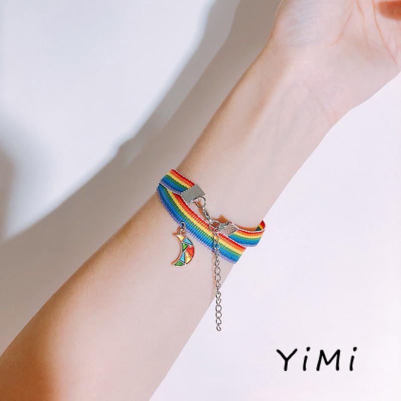 【Siêu rẻ】Thời trang Hàn Quốc Vòng tay cầu vồng mới