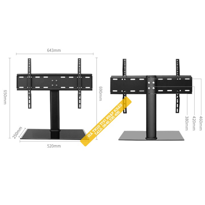 Chân tivi để bàn mặt kính cường lực 32 - 55 inch - Chân đế tivi đa năng đặt bàn Model: DZ55