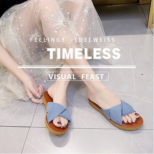 Dép Nữ Đi Biển Thời Trang Womenstory Sandal Dây Vải Đế Bệt Cao Cấp Dép Đi Trong Nhà Chống Trơn Trượt