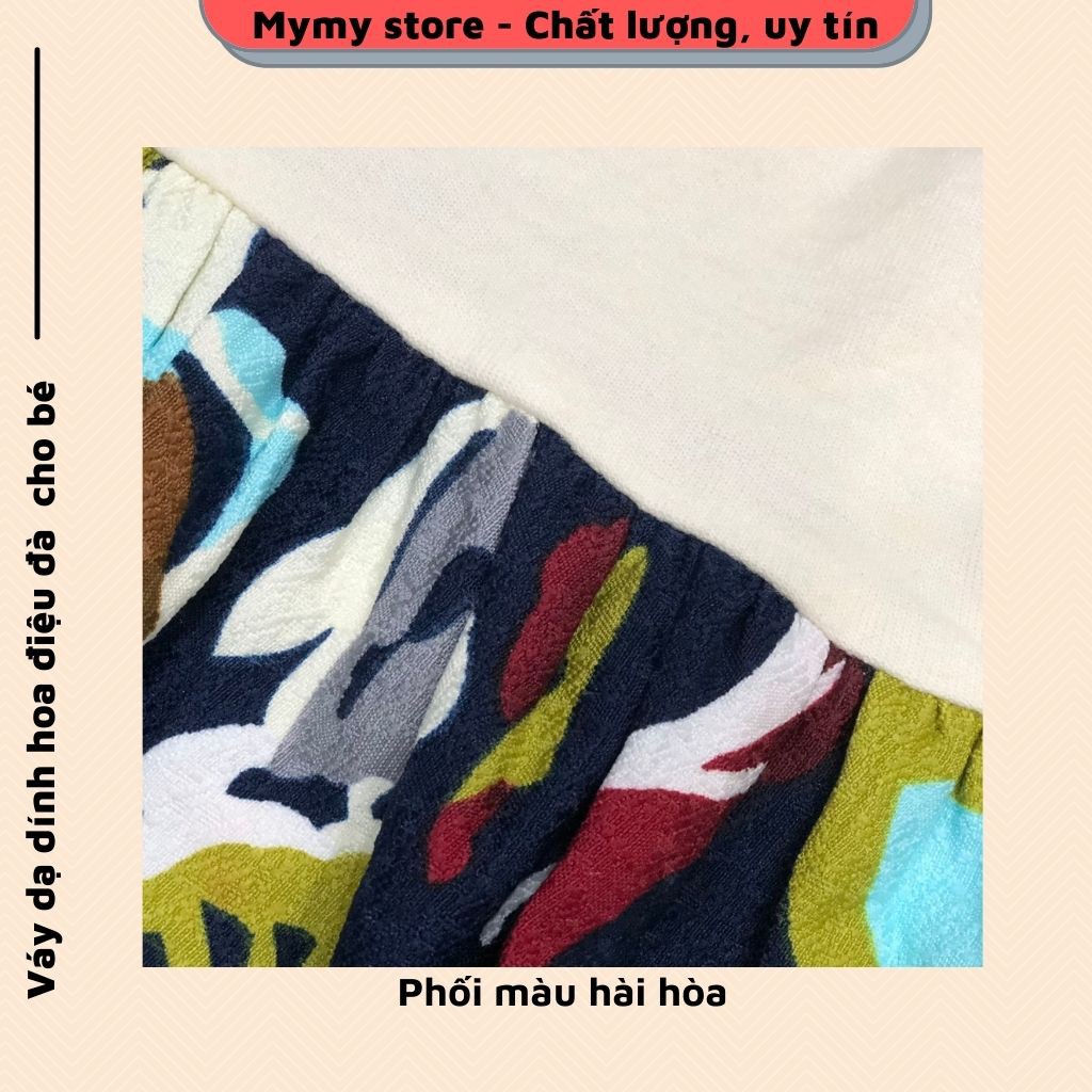 Váy thu đông bé gái, váy đầm dạ xòe cổ đính hoa tay bồng điệu đà cho bé