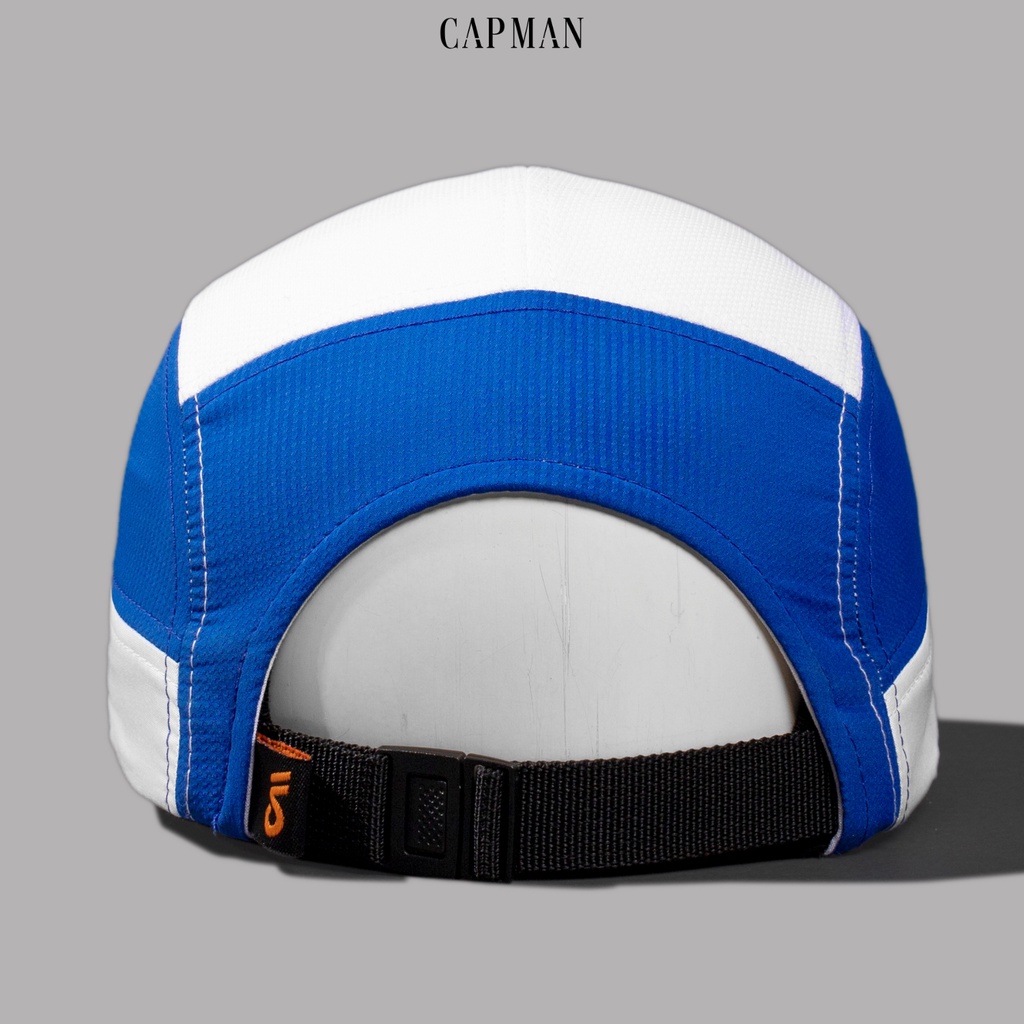 Mũ 5panel chính hãng CAPMAN phong cách hiphop vải dù CM112 màu trắng xanh