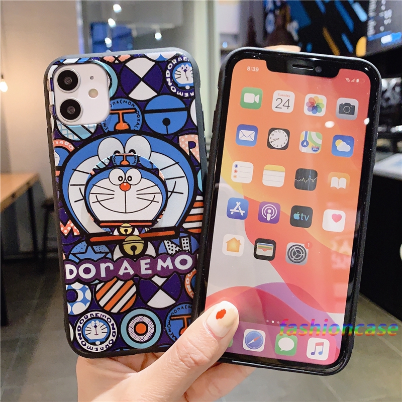 Ốp điện thoại in hình mèo máy Doraemon đáng yêu có giá đỡ cho Realme 5 5i 6 C2 6i C3 7 C11 C12 5S C1 7i C15 C17 6S U1 C3i Narzo 20 PRO 10 10A 20A