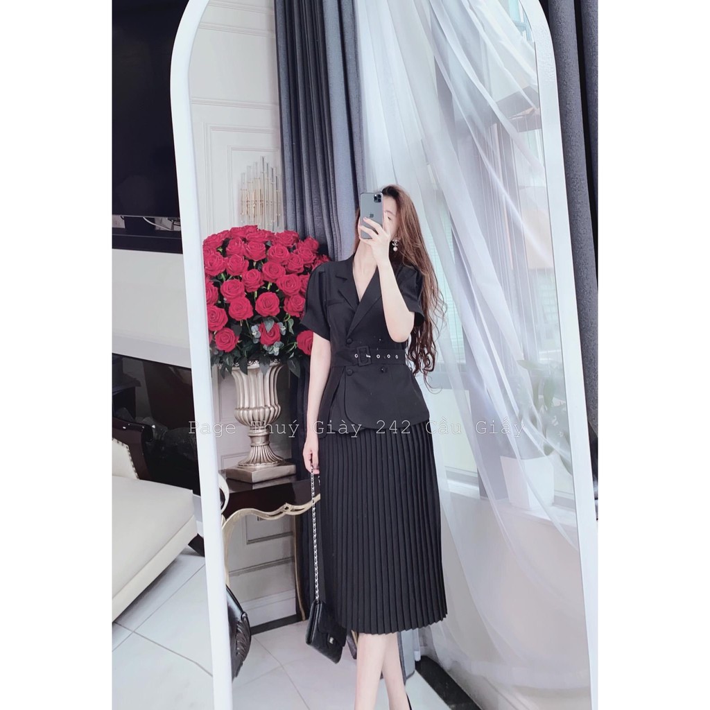 Chân váy xếp ly kèm đai hàng Quảng Châu | BigBuy360 - bigbuy360.vn