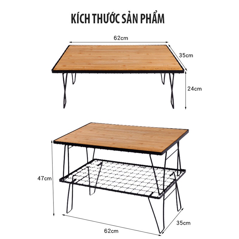 Bàn Dã Ngoại, Kệ Để Đồ Dã Ngoại, Bàn Xếp Du Lịch Cắm Trại Camping - Combo Bàn Thớt