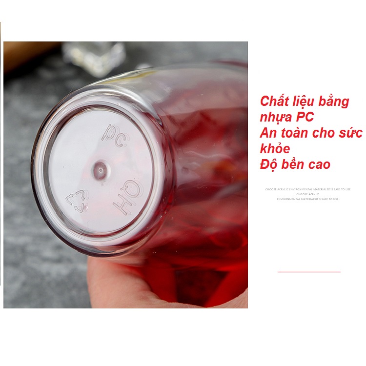 Bình lắc pha chế nhựa trong suốt chia vạch 350ml / 530ml / 700ml / 1000ml