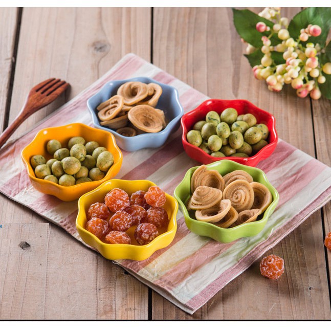 Bát sứ ăn dặm hình vuông, tim, hoa mai sắc màu