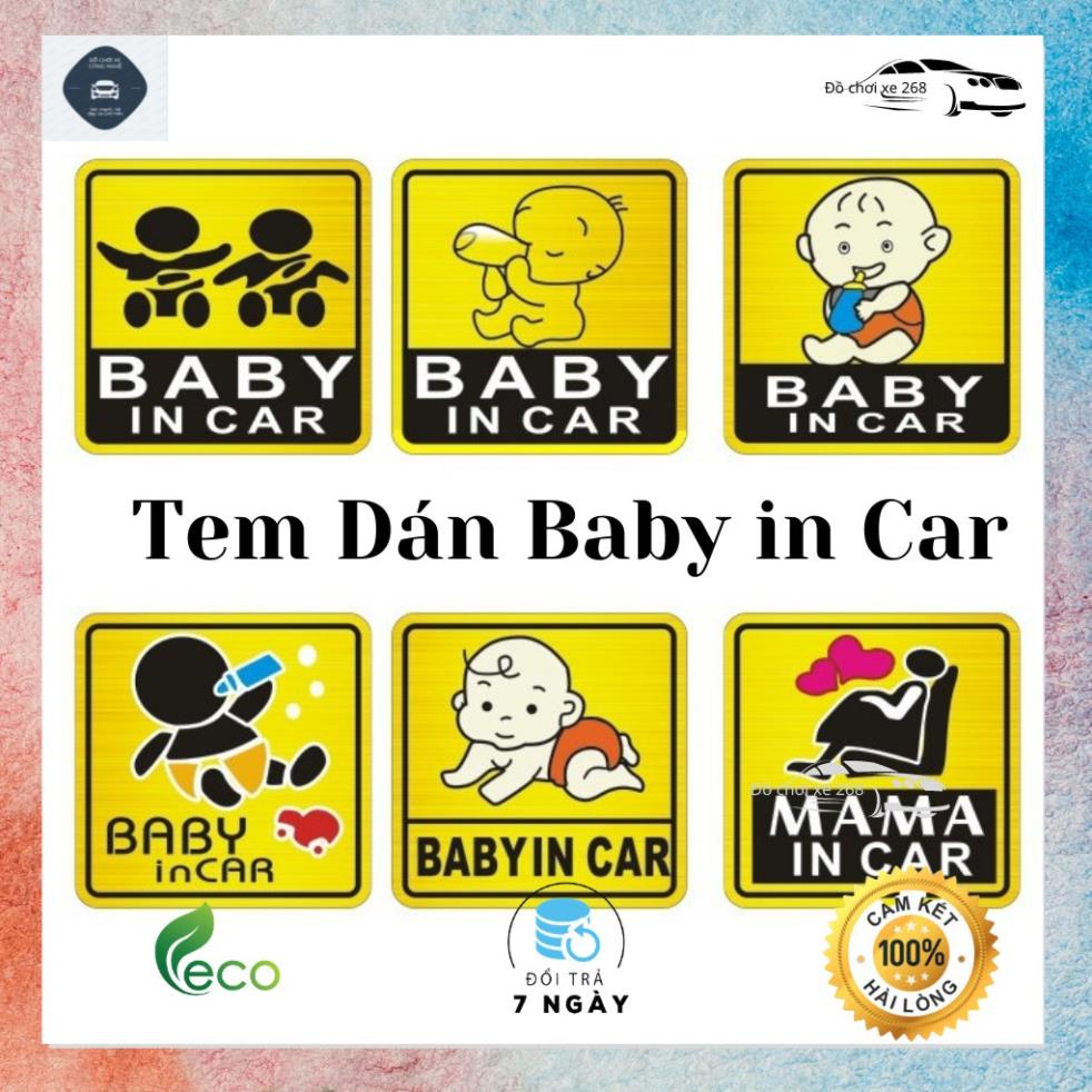 Tem Baby in Car dán đuôi cho xe ô tô, nhiều mẫu đáng yêu để lựa chọn