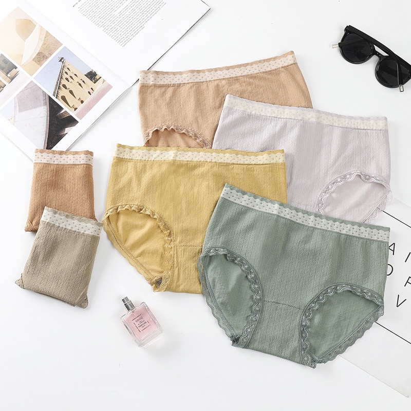 Quần Lót Nữ cotton kháng khuẩn khử mùi tôn dáng cạp chấm bi gợi cảm, Quần chíp nữ ren viền cao cấp LANIXA