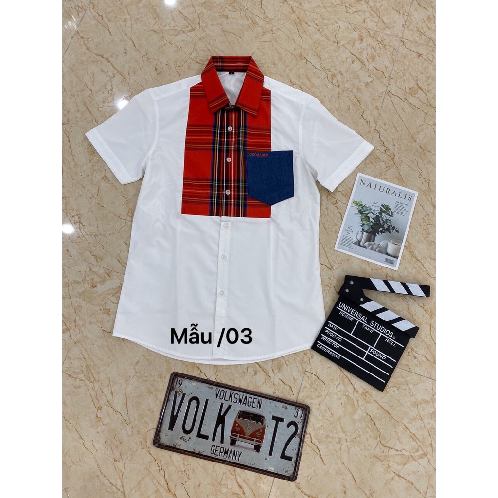 Áo sơ mi Nam Trắng cộc tay họa tiết Cực Hot | BigBuy360 - bigbuy360.vn
