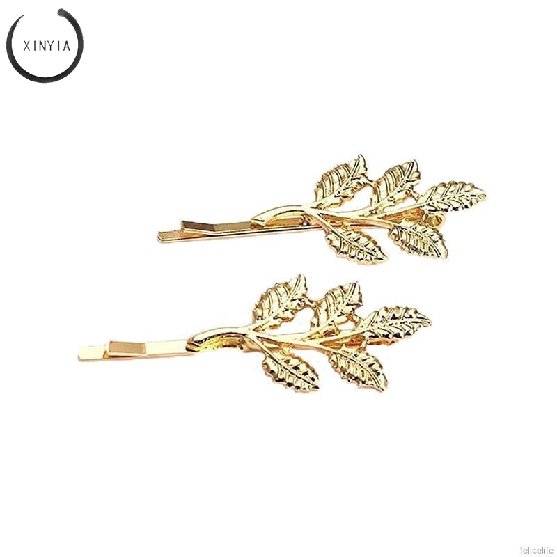 Kẹp tóc hình chiếc lá Chất liệu hợp kim sáng bóng cho nữ