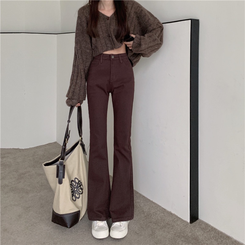 NRVP Quần Jean Dài Ống Rộng Thời Trang Hàn Quốc Cá Tính Cho Nữ