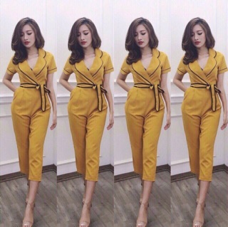Jum cổ vest thắt eo