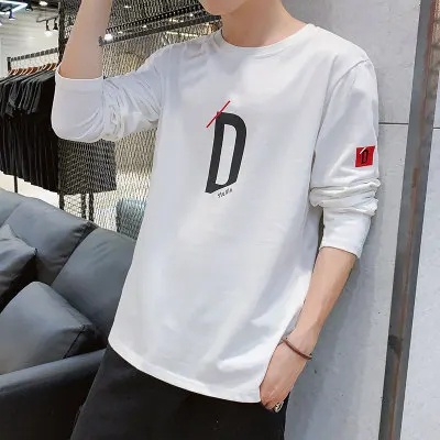 Áo thun cotton tay dài cổ tròn dáng rộng thời trang mùa thu mới cho nam