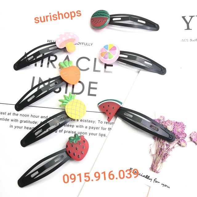 Set 3 kẹp tóc trái cây kẹp bấm giao ngẫu nhiên
