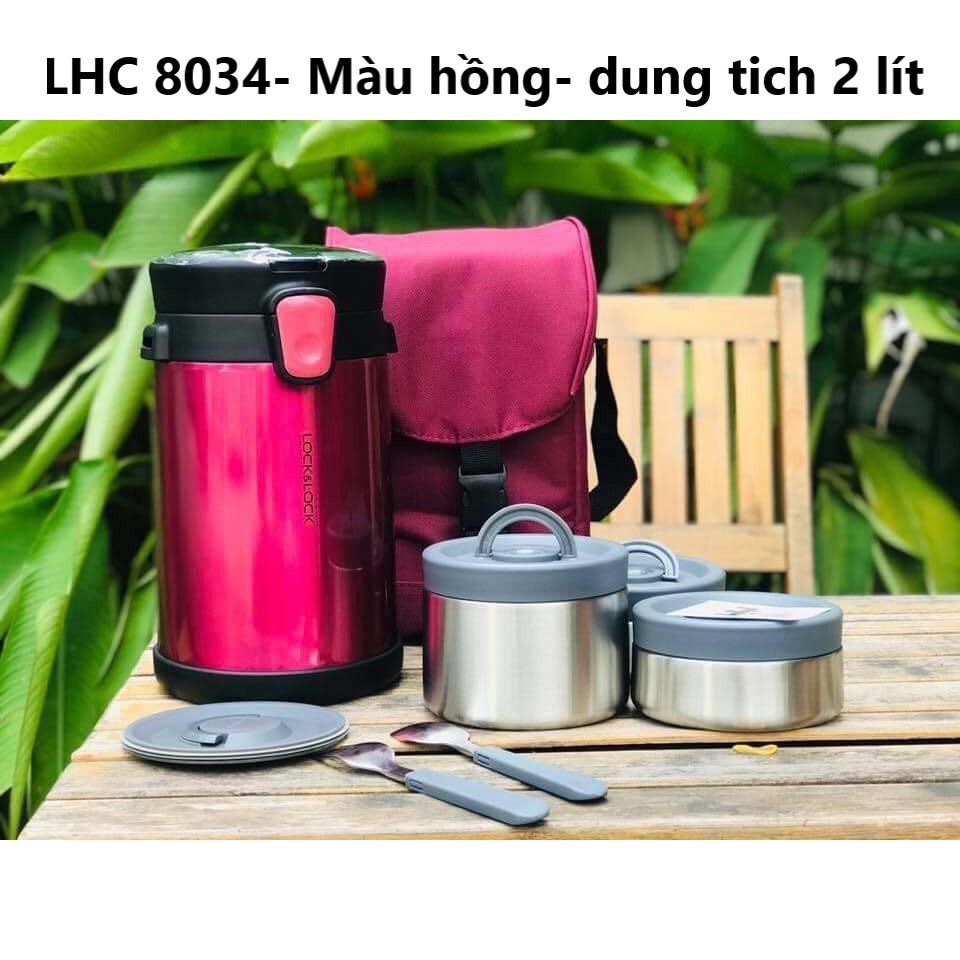 Bộ Hộp Cơm Giữ Nhiệt Lock&Lock Easy Carry 2L LHC8039 Có Túi