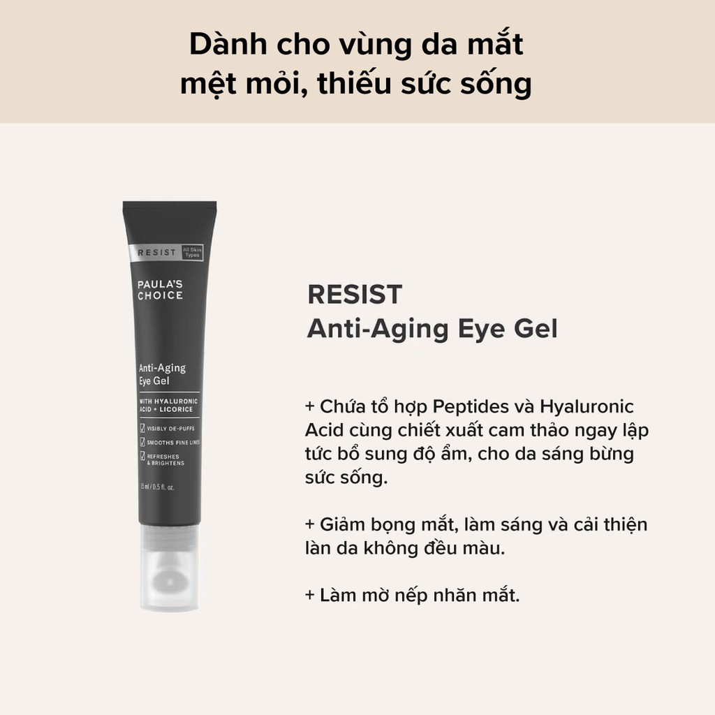 [PAULA'S CHOICE] Kem mắt chống lão hóa, giảm thâm kèm đầu massage Resist Anti-Aging Eye Gel (Mã 2140)