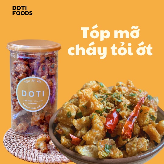 Tóp mỡ cháy tỏi ớt 300G|DOTI FOODS| Được chế biến theo công thức độc quyền| Giòn cay kết hợp cùng hành phi siêu ngon