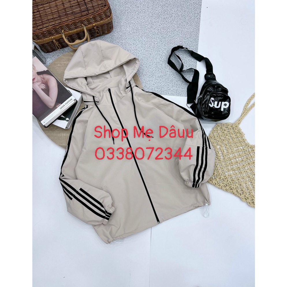 Áo khoác gió nữ 2 lớp 3 sọc, Chống Nước, phong cách thể thao