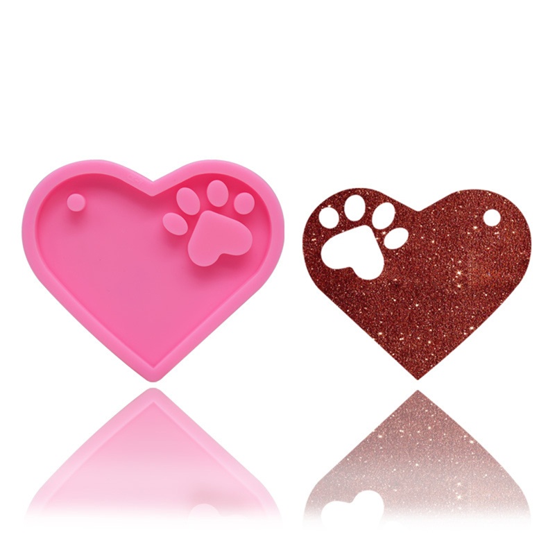 Sa Bộ 6 Khuôn Làm Móc Khóa Hình Trái Tim / Xương Bướm / Xương Bướm Bằng Nhựa Epoxy Resin