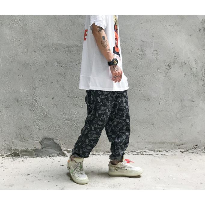 [có sẵn]Quần jeans BANDANA ống rộng phong cách hiphop unisex J7  ྇