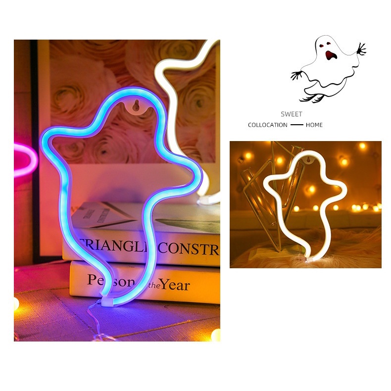 Đèn LED Neon Hình Ma Trang Trí Cửa Sổ Phòng Ngủ / Quán Bar Phong Cách Mới
