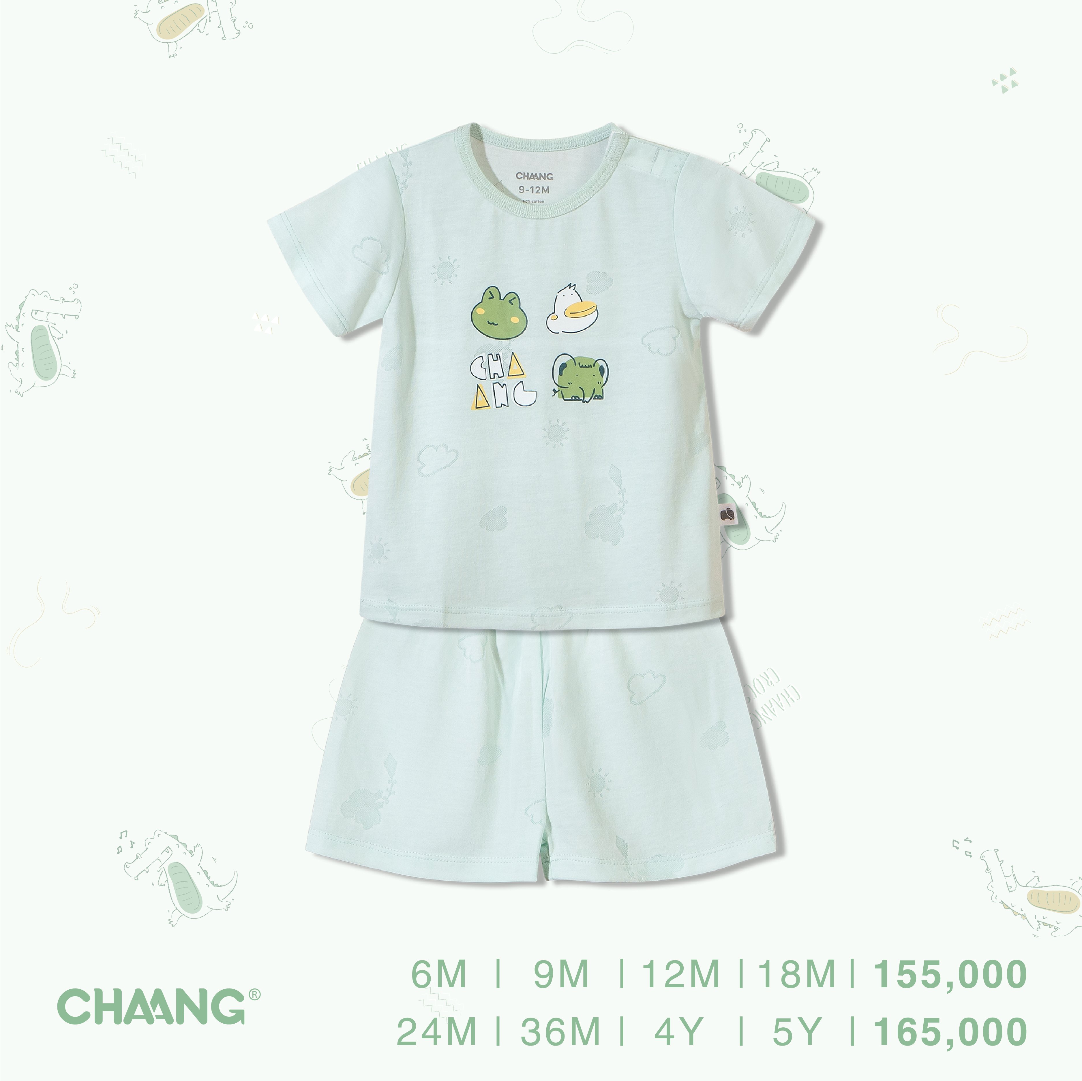 🌸Mẫu 2021🌸 Bộ quần áo tay ngắn mùa hè bé trai/bé gái cúc vai CHAANG LAKE summer cotton bambom 2021