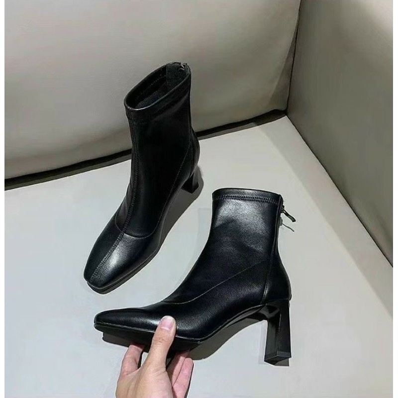 Boots da lì cổ thấp gót vát chất