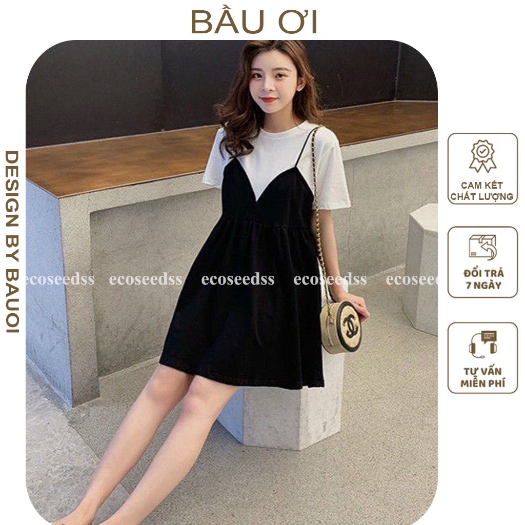[BAUOII V54] VÁY BẦU YẾM THỜI TRANG HÀN QUỐC - ĐẦM BẦU 2 DÂY ĐẸP PHÙ HỢP VỚI ĐI LÀM ĐI CHƠI