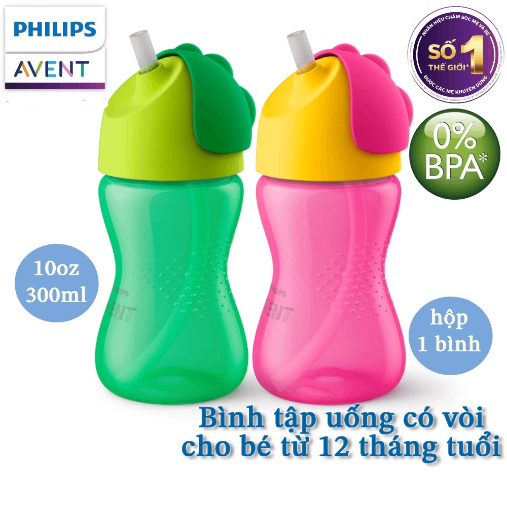 Bình tập uống bằng nhựa, có ống hút hiệu Philips Avent (300ml / 10oz) cho bé từ 12 tháng tuổi scf798.00