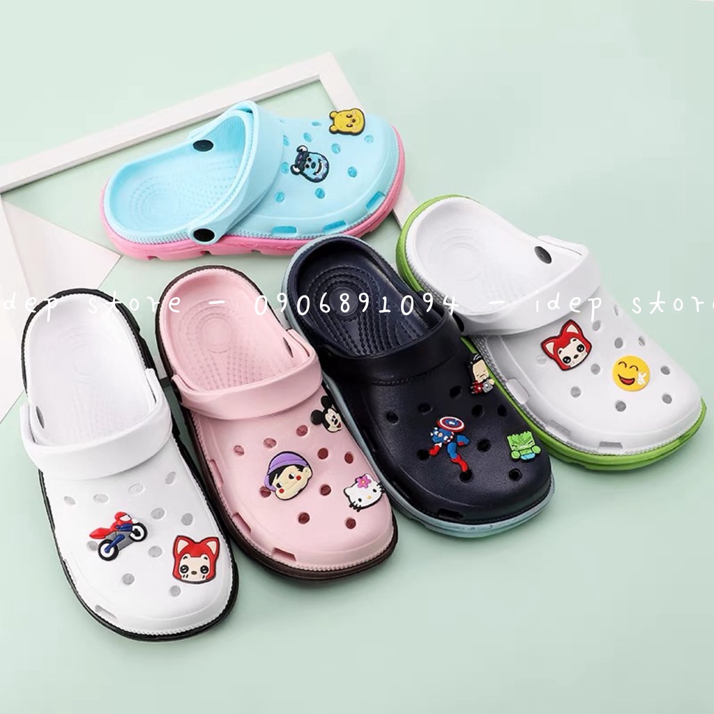 Dép Cross NỮ tặng 6 sticker (Form nhỏ) - Giày sục bít mũi siêu nhẹ đi mưa Maipy- S013
