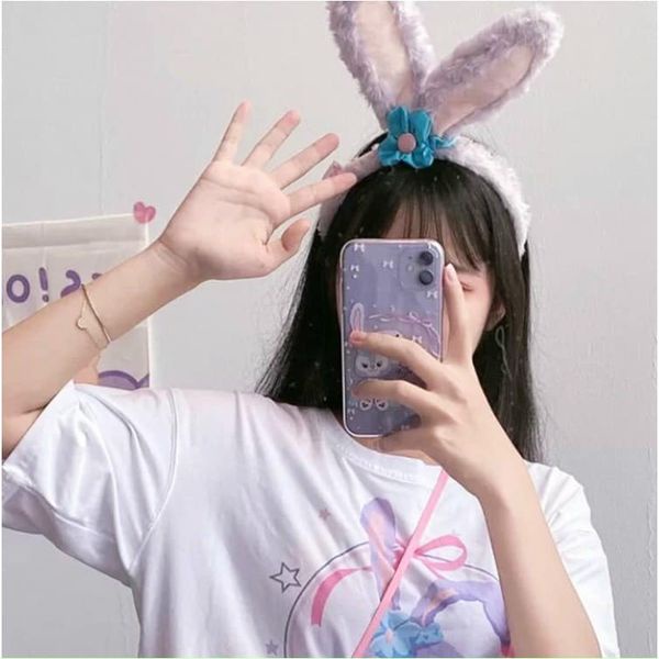 Bờm cài tóc tai thỏ stella dài màu tím cute dễ thương phong cách hàn quốc