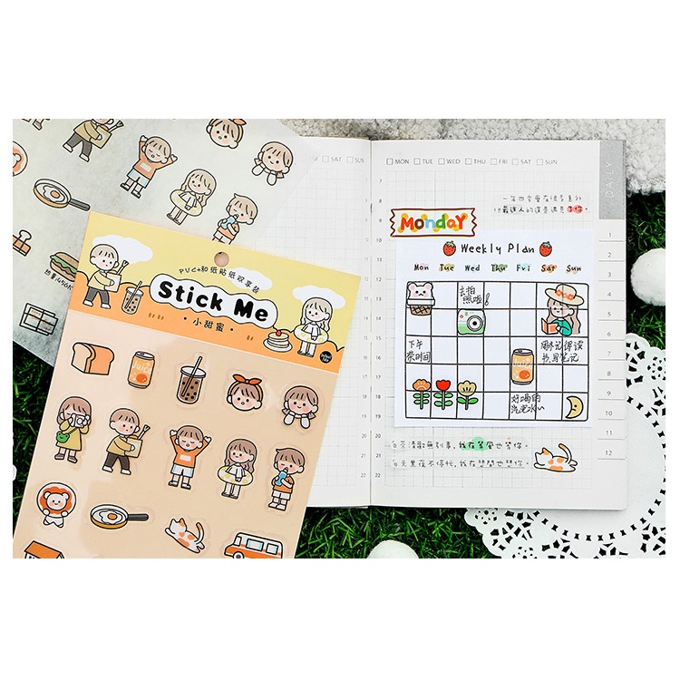 Sticker hình dán dễ thương sáng tạo và giấy bộ nhãn dán sổ trang trí dễ thương phong các Hàn Quốc