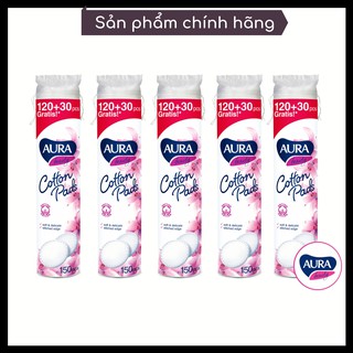 Bông Tẩy Trang cotton pads tròn Aura 150 miếng 3 lớp 2 mặt cao cấp chính hãng giá tốt