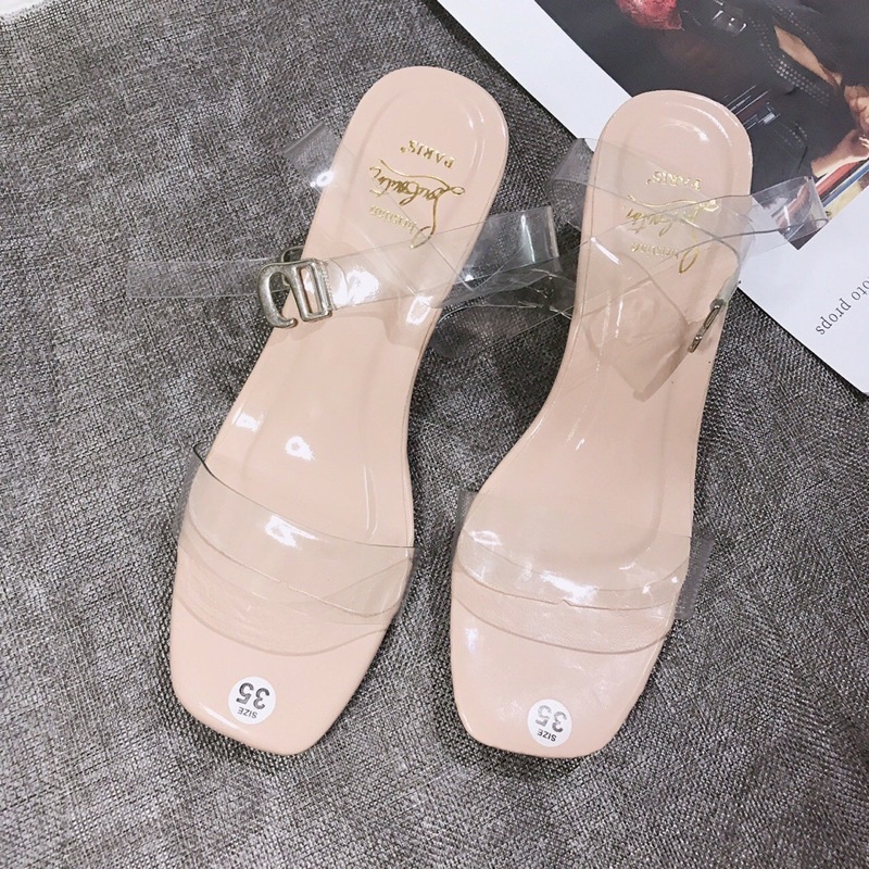 Sandal cao gót trong dây cuốn cổ chân gót trong 5p cực tôn chân