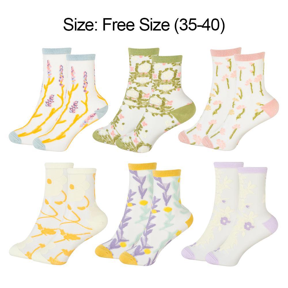 Vớ Cotton Mỏng Trong Suốt In Họa Tiết Hoa Chất Lượng Cao Thời Trang Xuân Hè Cho Nữ