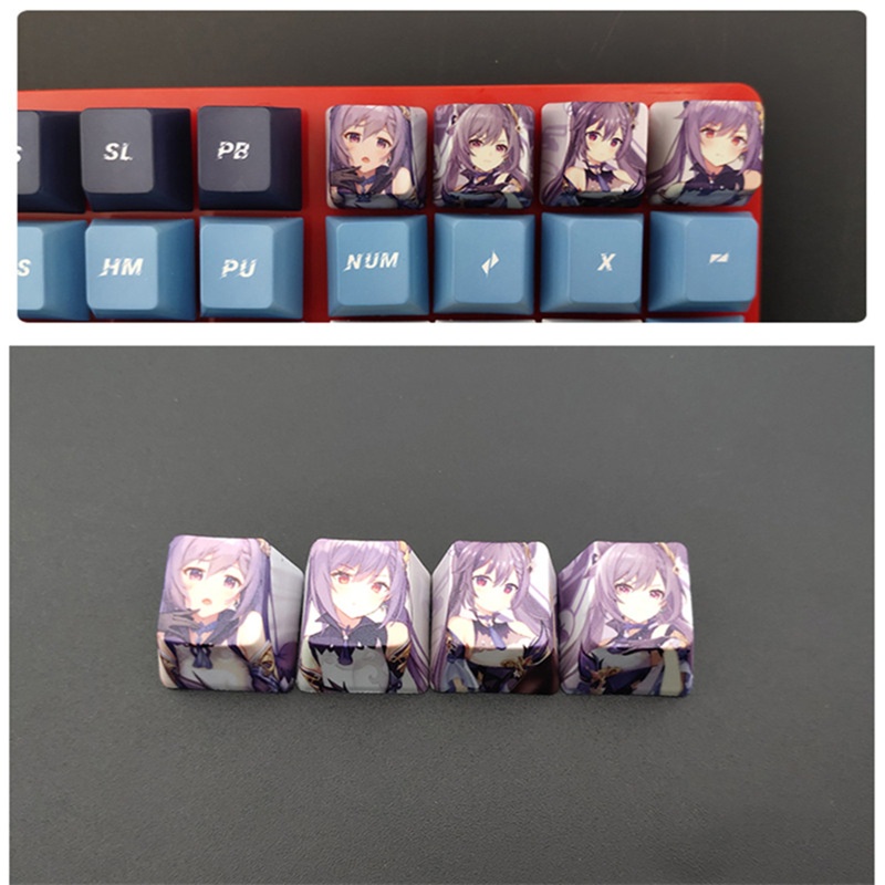 Bộ Phím Rời PBT Genshin-Impact 4 Nút Cho Bàn Phím Cơ Cherry MX