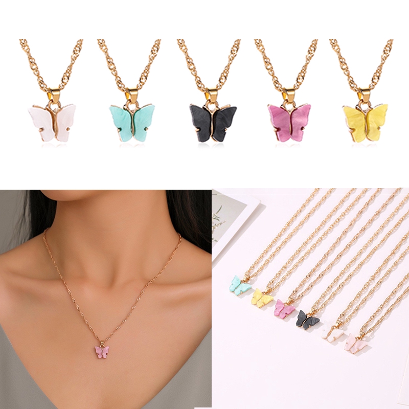vòng cổ Mặt Bướm Xinh Xắn 6 Màu Lựa Chọn Cho Nữ
