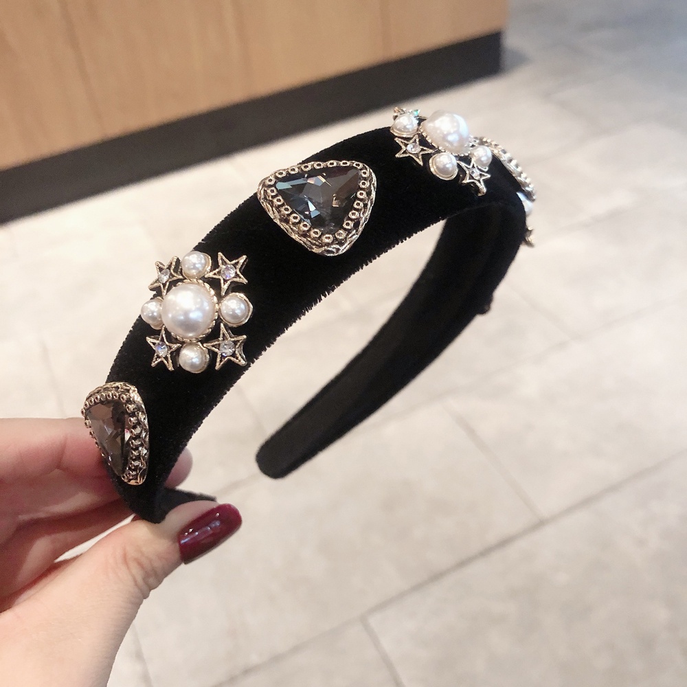 Băng Đô Cài Tóc Bản Rộng Đính Ngọc Trai Thanh Lịch Cho Nữ