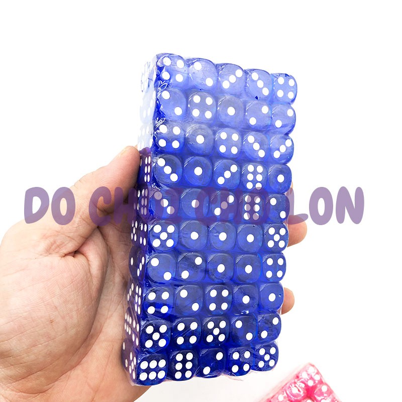 Hột xí ngầu nhiều màu xúc xắc trong suốt 14 mm bằng nhựa