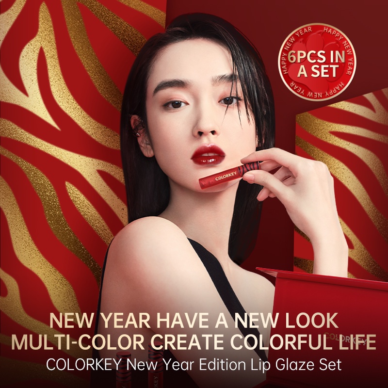 【COLORKEY】Bộ 6 thỏi son bóng COLORKEY hình hổ năm mới bản giới hạn 6g