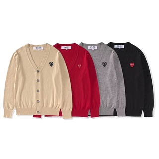 Áo Sweater Vải Cotton Tay Dài Cổ V In Chữ Cdg Play Thời Trang Cho Nam Nữ