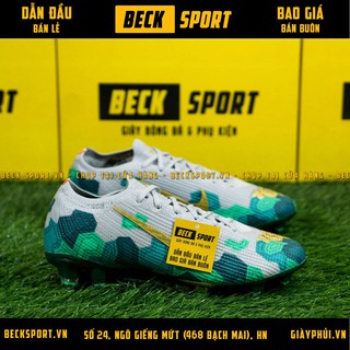 Giày Bóng Đá Mercurial Vapor 7 Elite Mbappe Xám Xanh Lục Vạch Vàng FG