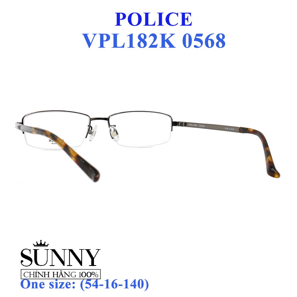 Gọng kính thời trang chính hãng Police VPL182K 0568 (54-16-140), thiết kế dễ đeo bảo vệ mắt